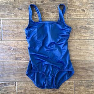 Lands End Tugless Sporty One Piece Swimsuit Size 2 Bright Blue Soft Cup Modest